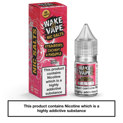 Wake & Vape Nic Salts – Strawberry, Coconut & Pineapple 10ml